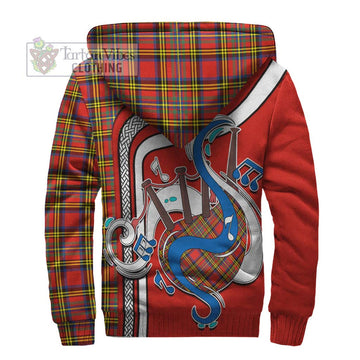 Hepburn Ancient Tartan Sherpa Hoodie with Epic Bagpipe Style