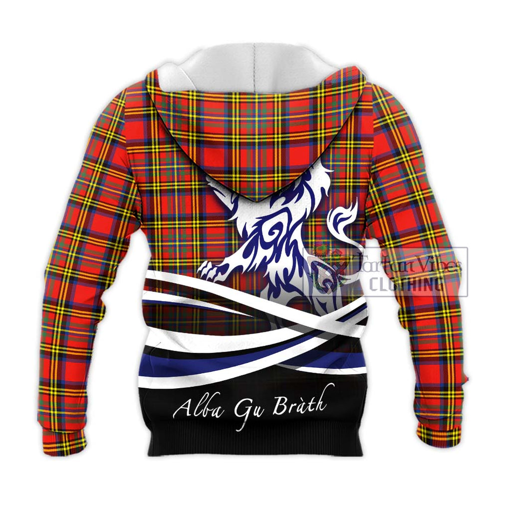 Hepburn Ancient Tartan Knitted Hoodie with Alba Gu Brath Regal Lion Emblem - Tartanvibesclothing Shop