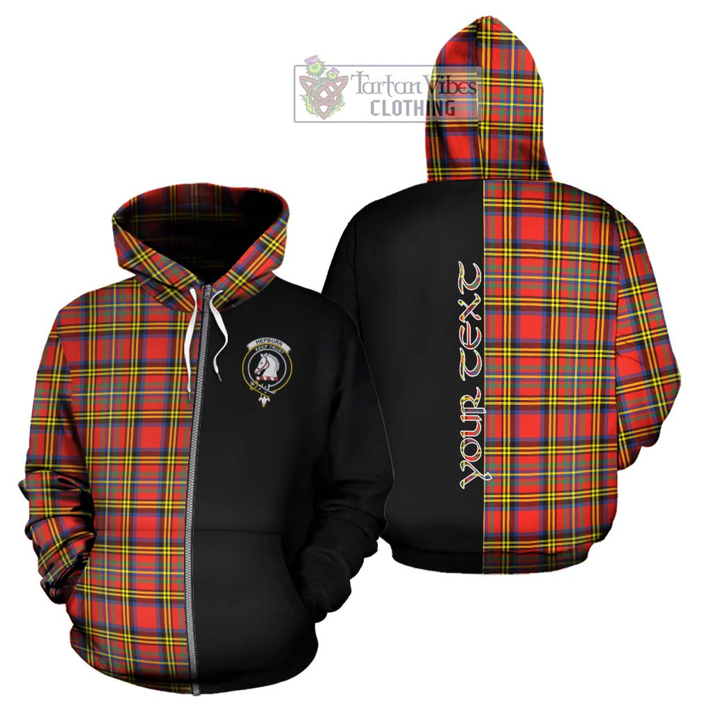 Hepburn Ancient Tartan Hoodie with Family Crest and Half Of Me Style - Tartanvibesclothing Shop