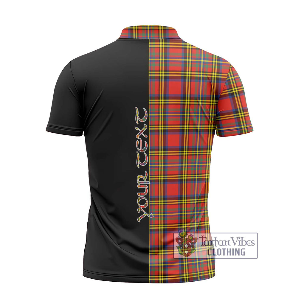 Hepburn Ancient Tartan Zipper Polo Shirt with Family Crest and Half Of Me Style - Tartanvibesclothing Shop