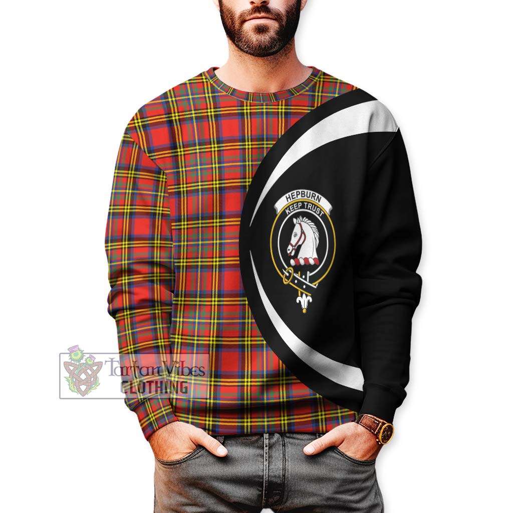 Hepburn Ancient Tartan Sweatshirt with Family Crest Circle Style - Tartan Vibes Clothing