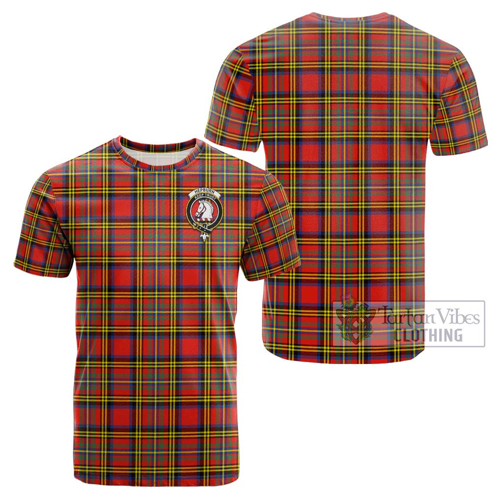 Hepburn Ancient Tartan Cotton T-Shirt with Family Crest Kid's Shirt - Tartanvibesclothing Shop