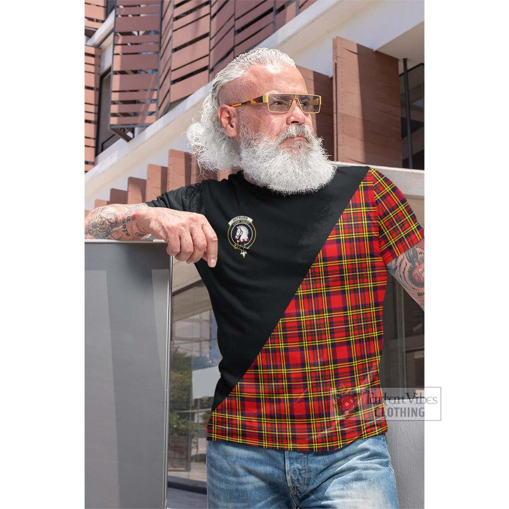 Tartan Vibes Clothing Hepburn Modern Tartan Cotton T-shirt with Family Crest and Military Logo Style