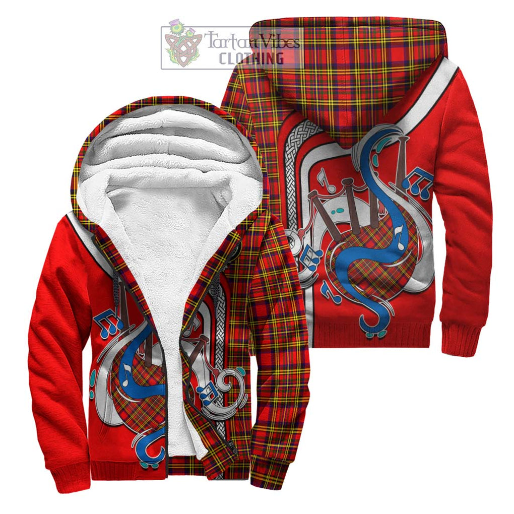 Hepburn Modern Tartan Sherpa Hoodie with Epic Bagpipe Style Unisex S - Tartanvibesclothing Shop