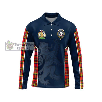 Hepburn Modern Tartan Long Sleeve Polo Shirt with Family Crest and Lion Rampant Vibes Sport Style