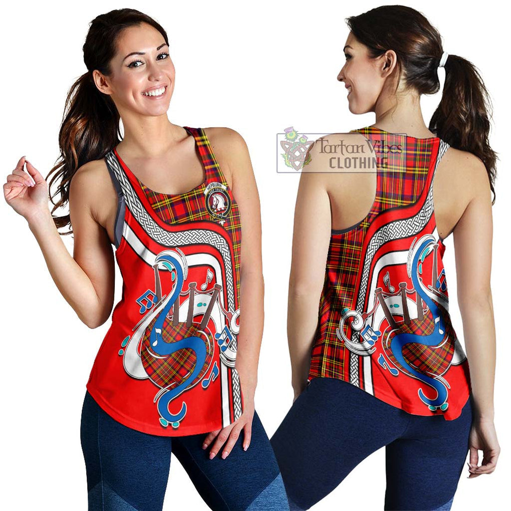 Hepburn Modern Tartan Women's Racerback Tanks with Epic Bagpipe Style 4XL - Tartanvibesclothing Shop