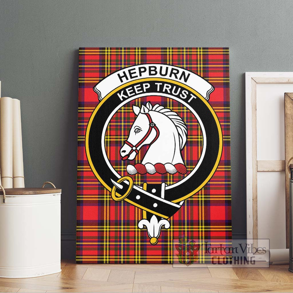 Hepburn Modern Tartan Canvas Print Wall Art with Family Crest Without Frame - Tartan Vibes Clothing