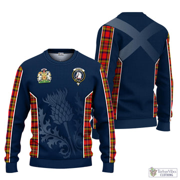 Hepburn Modern Tartan Knitted Sweatshirt with Family Crest and Scottish Thistle Vibes Sport Style