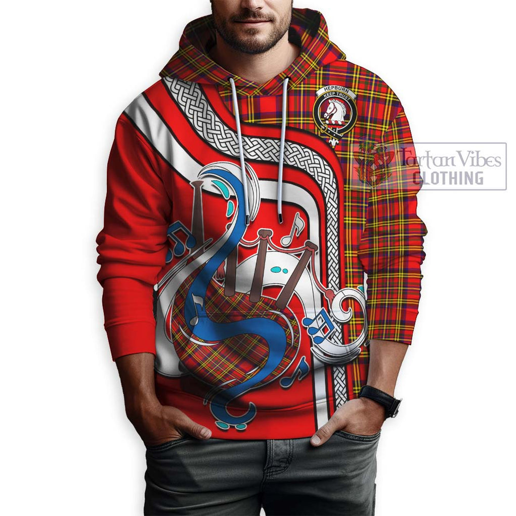 Hepburn Modern Tartan Hoodie with Epic Bagpipe Style Zip Hoodie - Tartanvibesclothing Shop