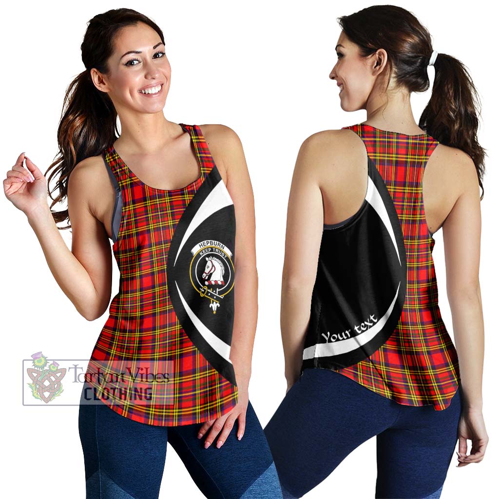 Hepburn Modern Tartan Women's Racerback Tanks with Family Crest Circle Style 4XL - Tartan Vibes Clothing