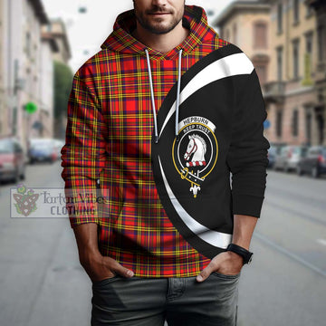 Hepburn Modern Tartan Hoodie with Family Crest Circle Style