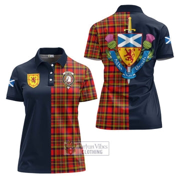 Hepburn Modern Tartan Women's Polo Shirt Alba with Scottish Lion Royal Arm Half Style