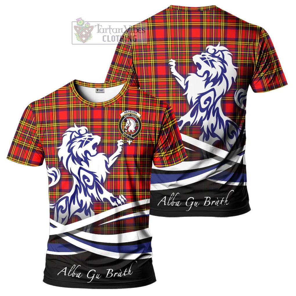 Tartan Vibes Clothing Hepburn Modern Tartan Cotton T-shirt with Alba Gu Brath Regal Lion Emblem