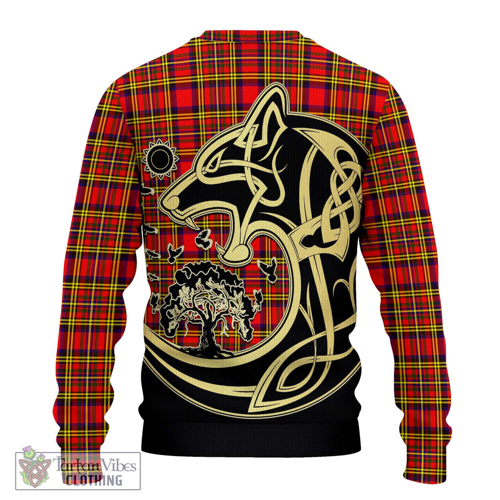 Hepburn Modern Tartan Knitted Sweater with Family Crest Celtic Wolf Style - Tartan Vibes Clothing