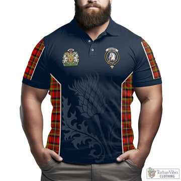 Hepburn Modern Tartan Men's Polo Shirt with Family Crest and Scottish Thistle Vibes Sport Style