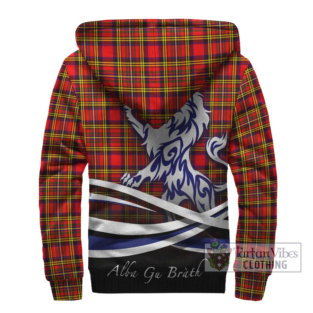 Hepburn Modern Tartan Sherpa Hoodie with Alba Gu Brath Regal Lion Emblem - Tartanvibesclothing Shop