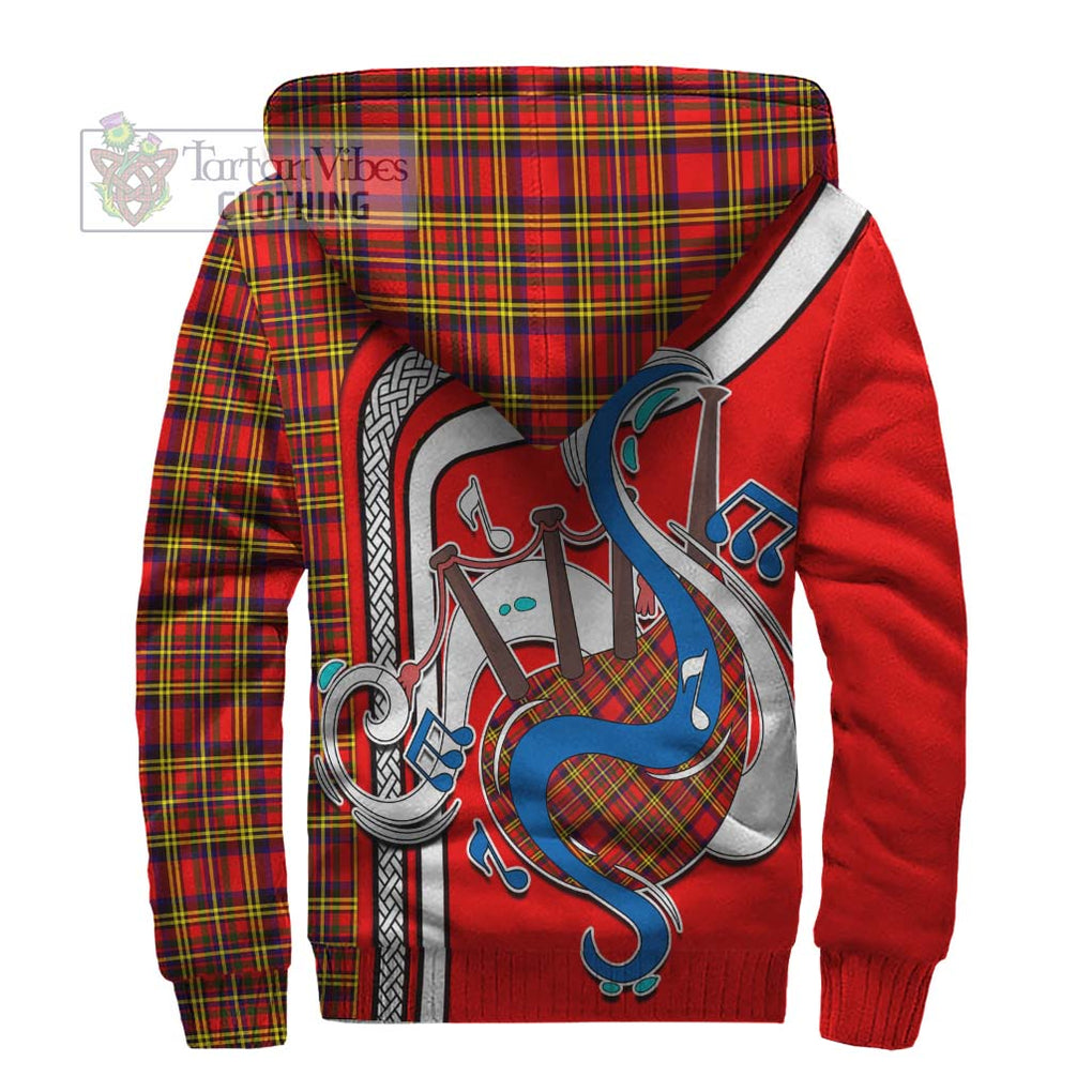 Hepburn Modern Tartan Sherpa Hoodie with Epic Bagpipe Style - Tartanvibesclothing Shop