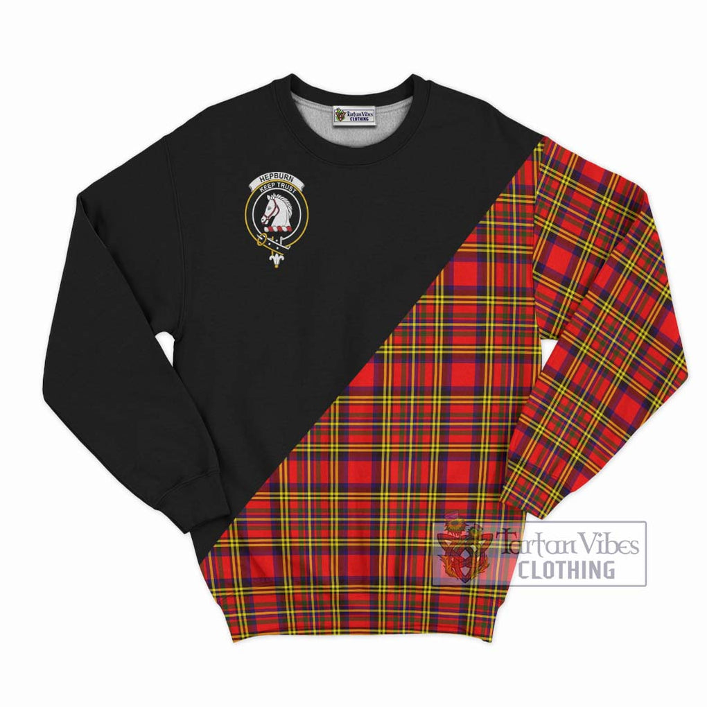 Hepburn Modern Tartan Sweatshirt with Family Crest and Military Logo Style - Tartanvibesclothing Shop