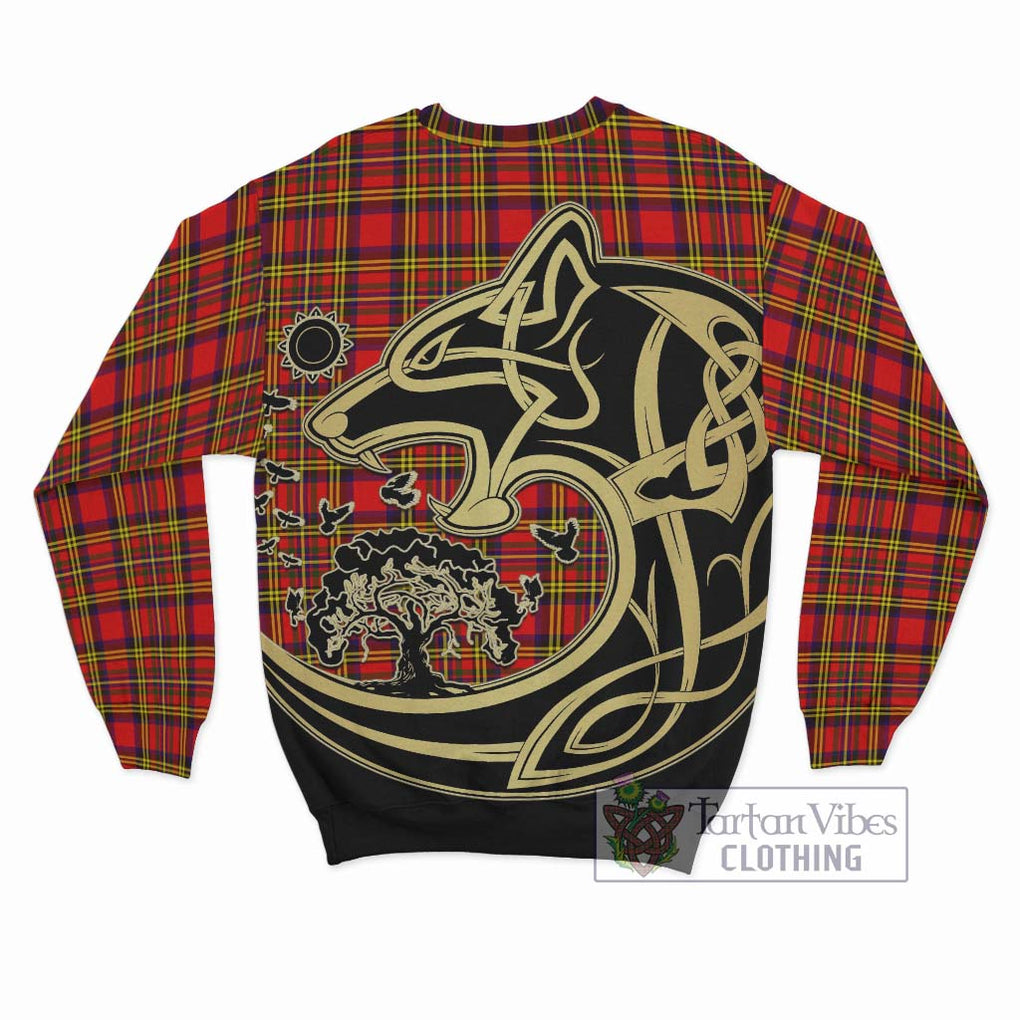 Hepburn Modern Tartan Sweatshirt with Family Crest Celtic Wolf Style - Tartan Vibes Clothing