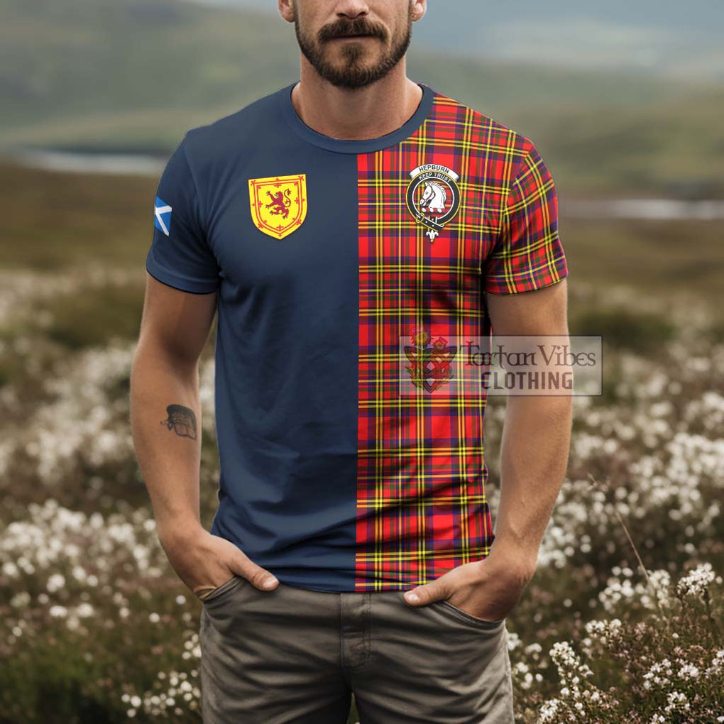 Tartan Vibes Clothing Hepburn Modern Tartan T-Shirt Alba with Scottish Lion Royal Arm Half Style