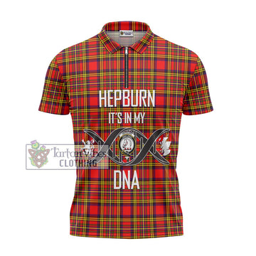 Hepburn Modern Tartan Zipper Polo Shirt with Family Crest DNA In Me Style