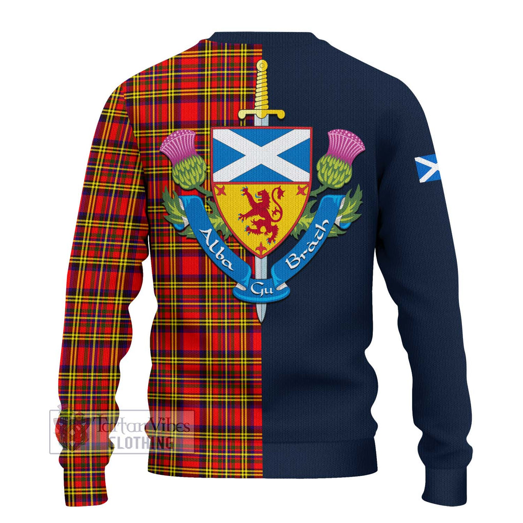 Tartan Vibes Clothing Hepburn Modern Tartan Knitted Sweater with Scottish Lion Royal Arm Half Style