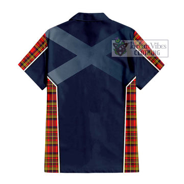 Hepburn Modern Tartan Short Sleeve Button Shirt with Family Crest and Lion Rampant Vibes Sport Style