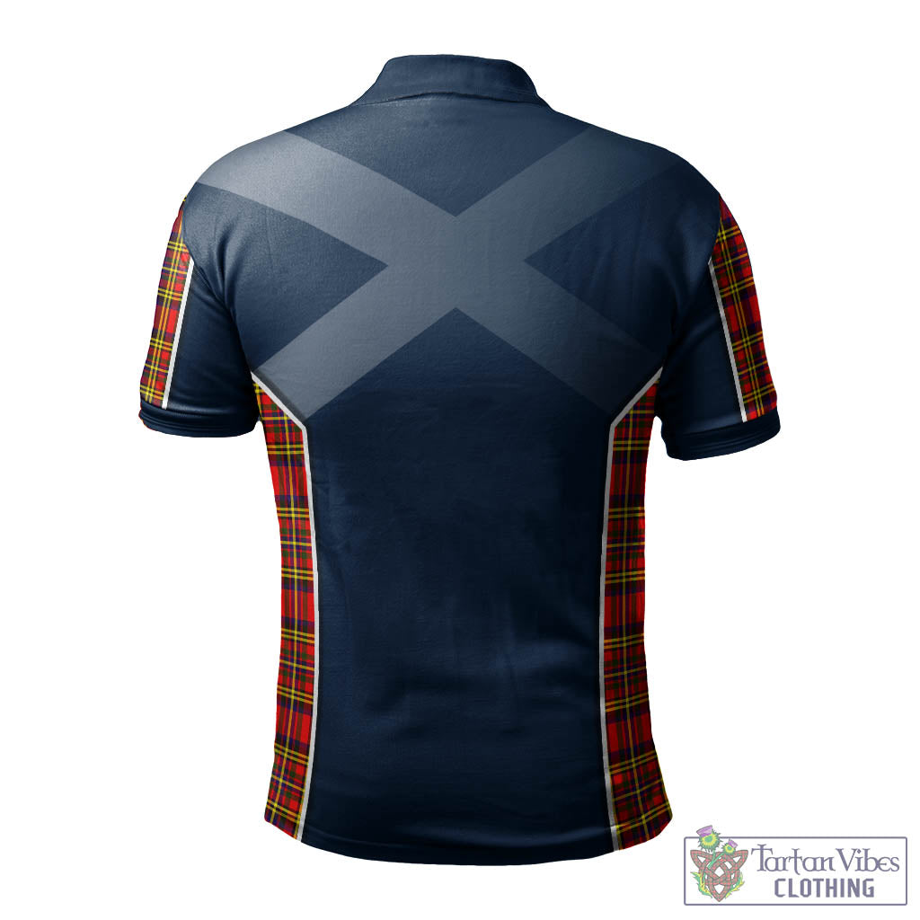 Hepburn Modern Tartan Men's Polo Shirt with Family Crest and Scottish Thistle Vibes Sport Style - Tartan Vibes Clothing