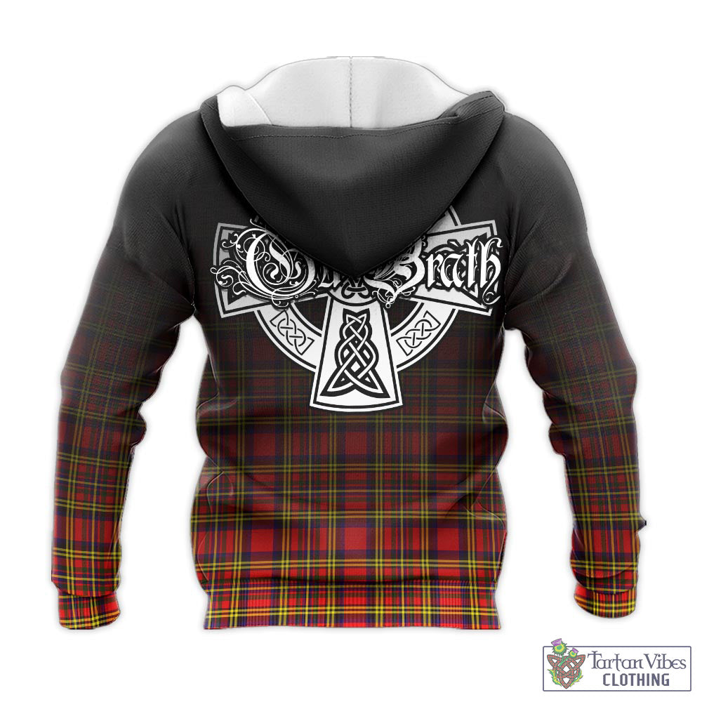 Tartan Vibes Clothing Hepburn Modern Tartan Knitted Hoodie Featuring Alba Gu Brath Family Crest Celtic Inspired