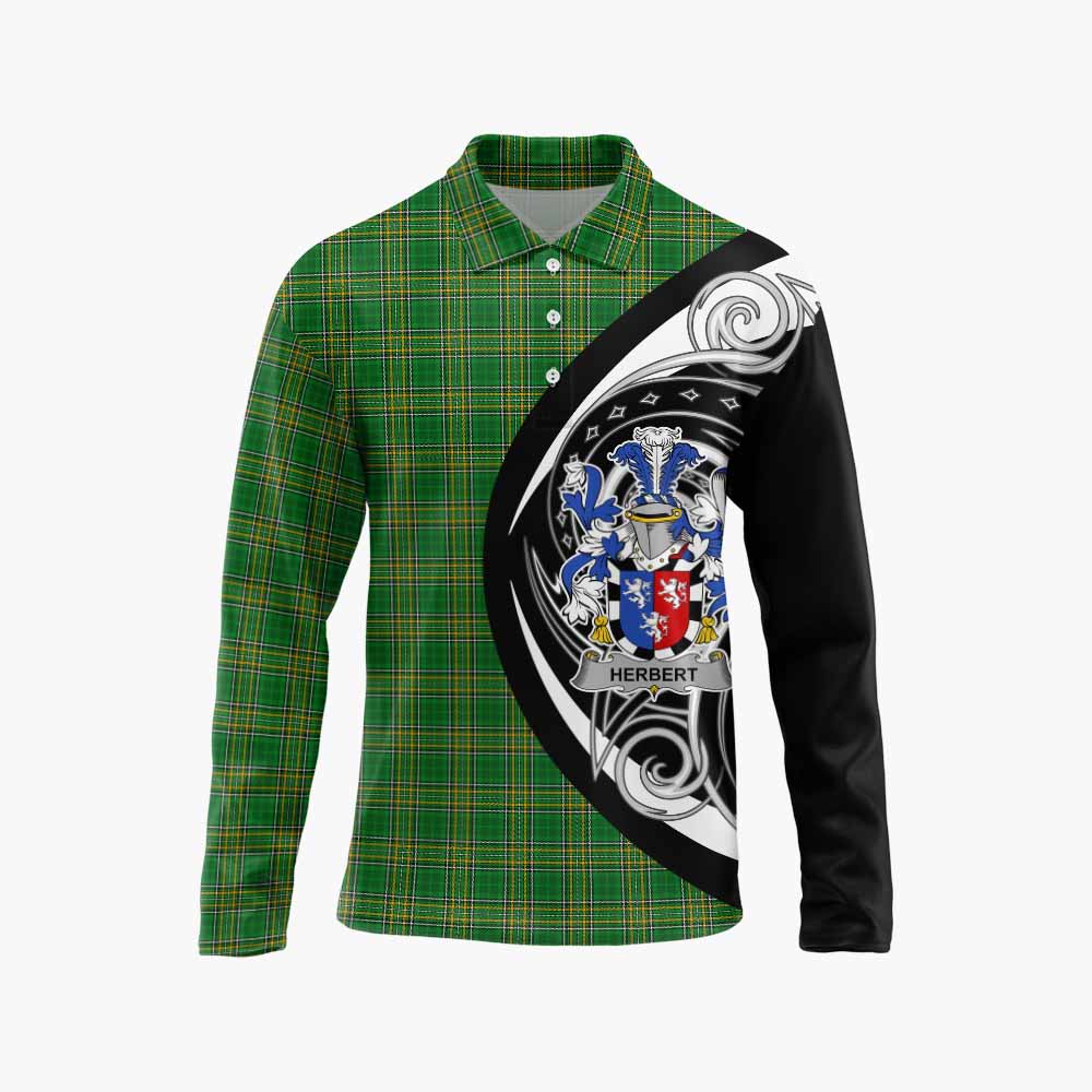 Herbert Irish Clan Long Sleeve Polo Shirt Celtic Circle Style Unisex - Tartan Vibes Clothing