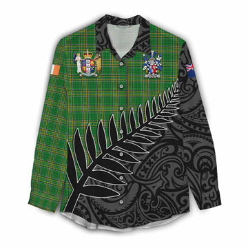 Herbert Irish Clan Tartan Women's Casual Shirt with Coat of Arms New Zealand Silver Fern Half Style Female - Tartan Vibes Clothing