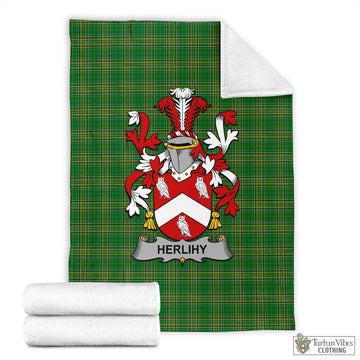 Herlihy Irish Clan Tartan Blanket with Coat of Arms X-Large 59 x 79 inches 150 x 200 cm - Tartan Vibes Clothing