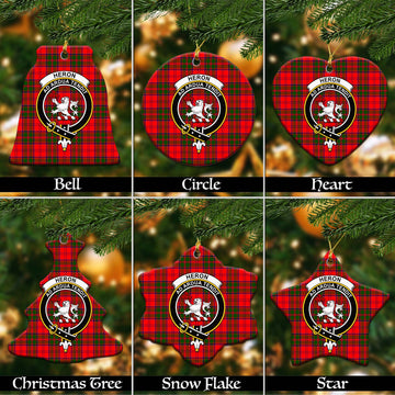 Heron Tartan Christmas Ceramic Ornaments with Family Crest