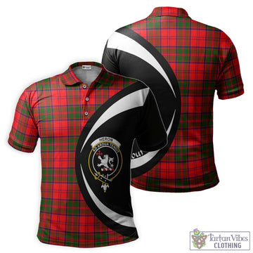 Heron Tartan Men's Polo Shirt with Family Crest Circle Style
