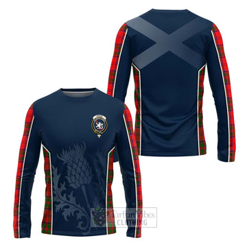 Heron Tartan Long Sleeve T-Shirt with Family Crest and Scottish Thistle Vibes Sport Style Unisex - Tartan Vibes Clothing