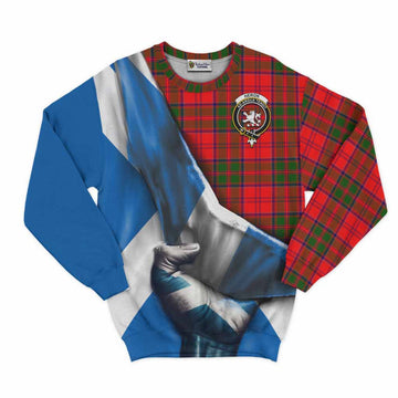 Heron Tartan Sweatshirt with Family Crest Scotland Patriotic Style