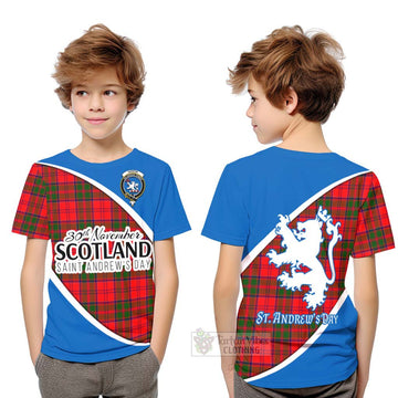 Heron Family Crest Tartan Kid T-Shirt Celebrate Saint Andrew's Day in Style