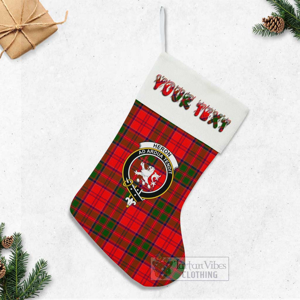 Tartan Vibes Clothing Heron Tartan Family Crest Christmas Stocking with Personalized Text