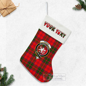 Heron Tartan Family Crest Christmas Stocking with Personalized Text