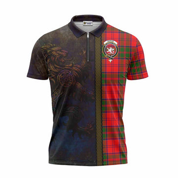 Heron Tartan Family Crest Zipper Polo Shirt Alba Gu Brath Be Brave Lion Ancient Style Unisex - Tartan Vibes Clothing