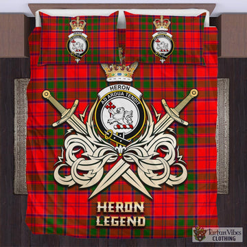 Heron Tartan Bedding Set with Clan Crest and the Golden Sword of Courageous Legacy
