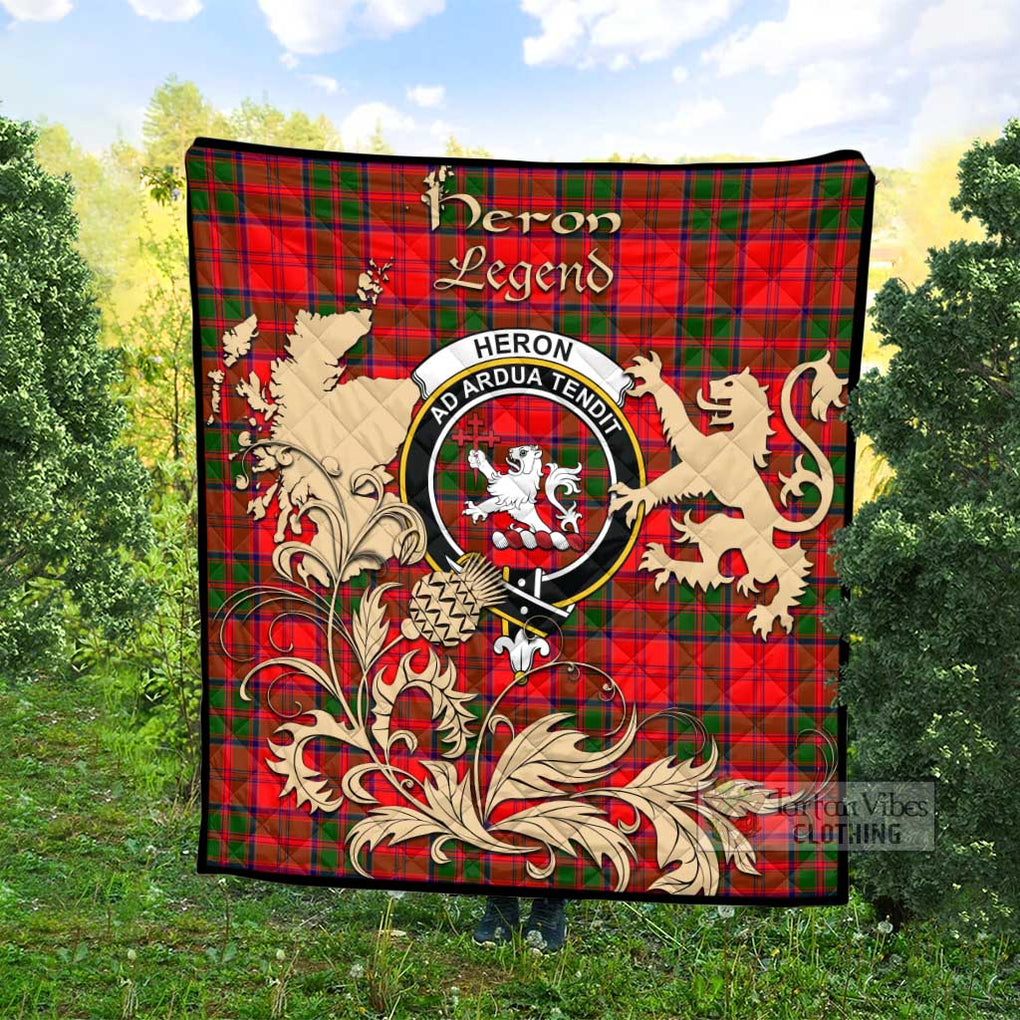 Tartan Vibes Clothing Heron Tartan Quilt with Family Crest and Scottish Symbol Style