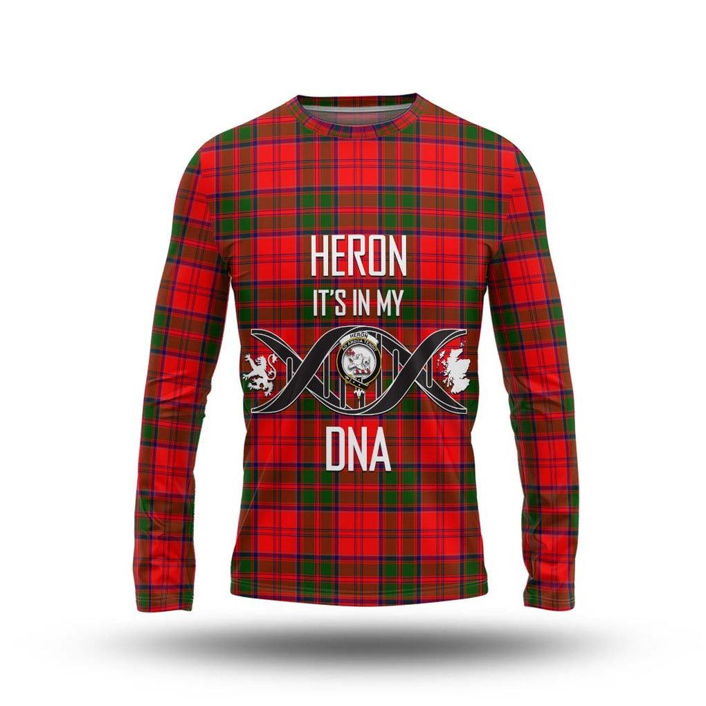 Heron Tartan Long Sleeve T-Shirt with Family Crest DNA In Me Style Unisex - Tartanvibesclothing Shop