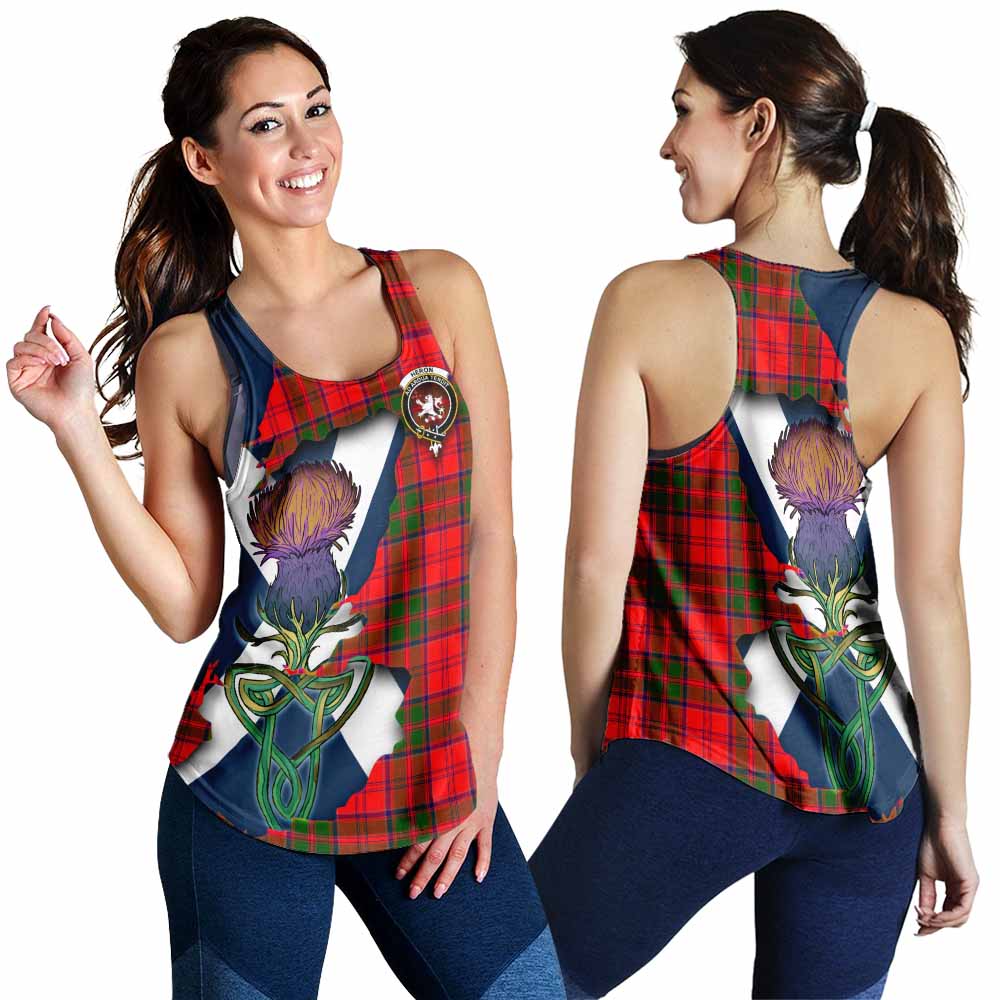 Heron Tartan Family Crest Women's Racerback Tanks Scottish Thistle Celtic Inspired 4XL - Tartan Vibes Clothing