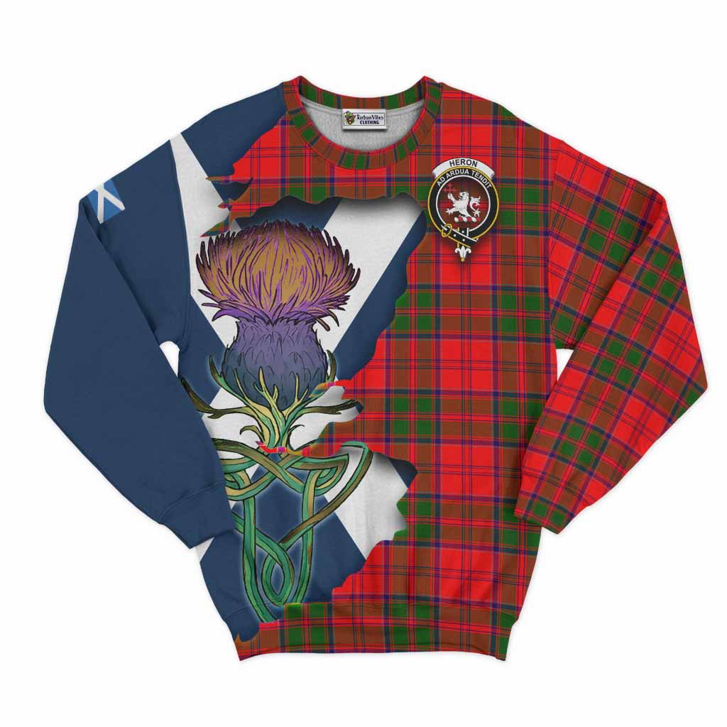 Heron Tartan Family Crest Sweatshirt Scottish Thistle Celtic Inspired Unisex - Tartan Vibes Clothing
