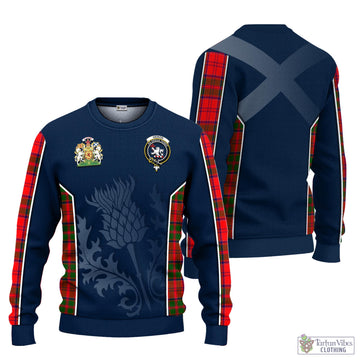 Heron Tartan Knitted Sweatshirt with Family Crest and Scottish Thistle Vibes Sport Style