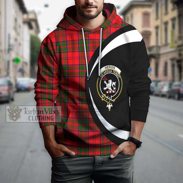 Heron Tartan Hoodie with Family Crest Circle Style