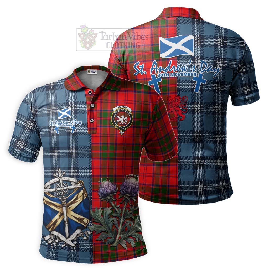 Tartan Vibes Clothing Heron Tartan Polo Shirt Happy St. Andrew's Day Half Tartan Style