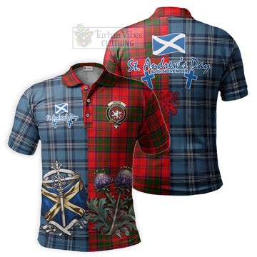 Heron Tartan Polo Shirt Happy St. Andrew's Day Half Tartan Style