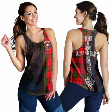 Heron Tartan Family Crest Women's Racerback Tanks Alba Gu Brath Be Brave Lion Ancient Style 4XL - Tartan Vibes Clothing